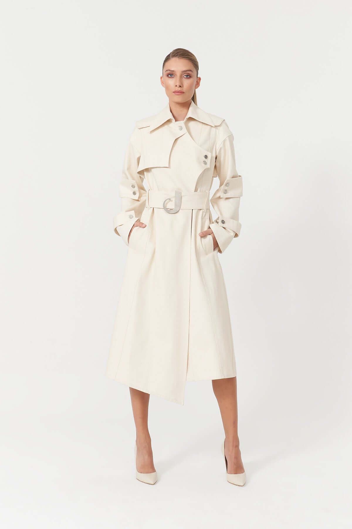 JENDUE Chaby Denim Jacket Trench Coat - Women's Long Coat