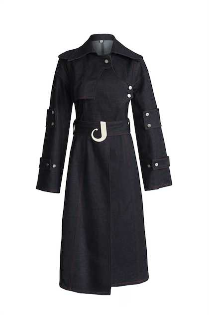 JENDUE Chaby Denim Jacket Trench Coat - Women's Long Coat