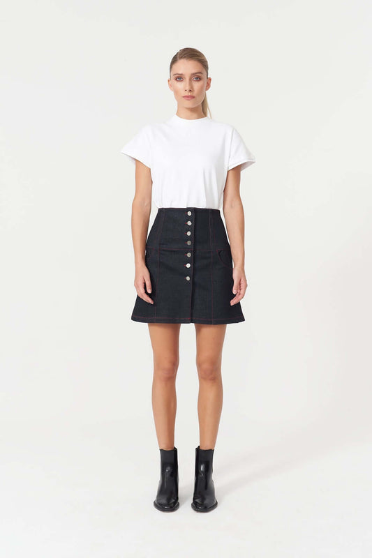 JENDUE Chaby Denim Mini Skirt | High-Waist A-Line