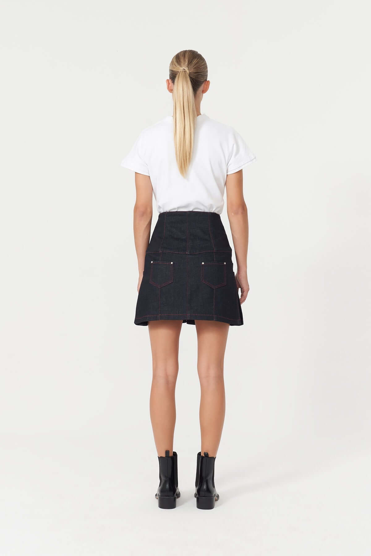 JENDUE Chaby Denim Mini Skirt | High-Waist A-Line