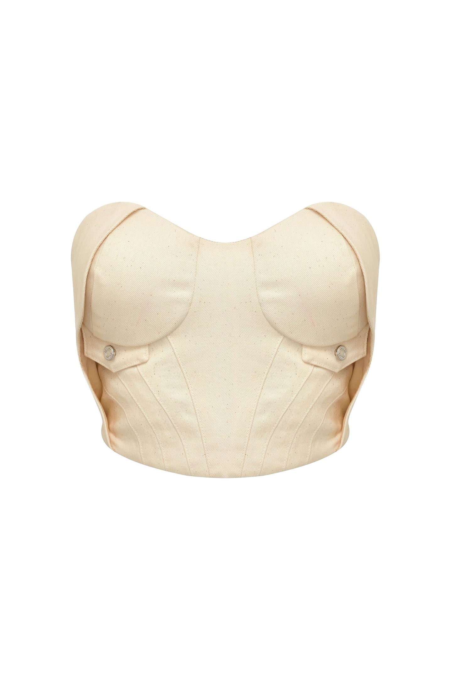 JENDUE Chaby Light Denim Corset Crop Top | Strapless Bustier