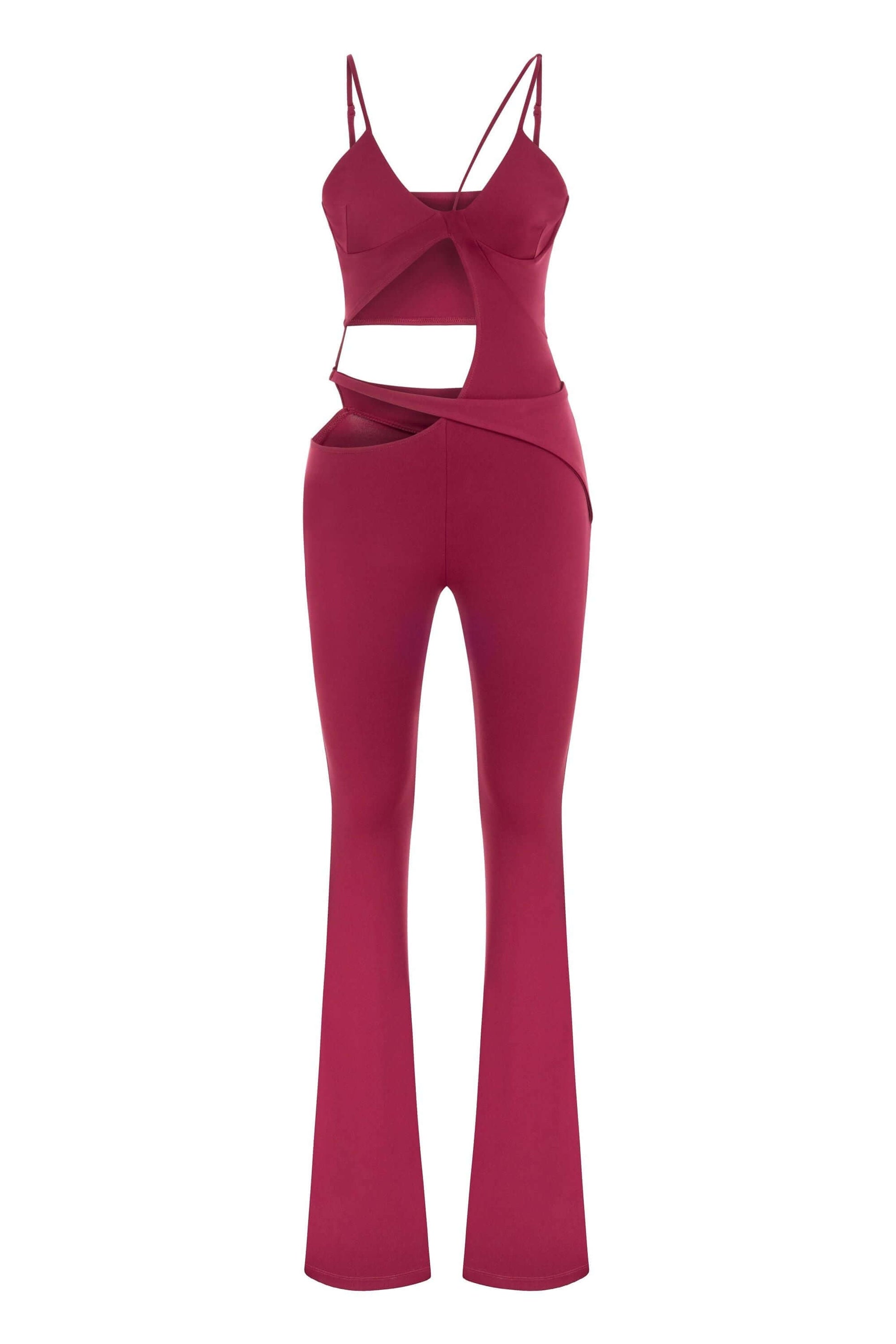 JENDUE Cielo Cut Out Denim Jumpsuit - Strappy Flare