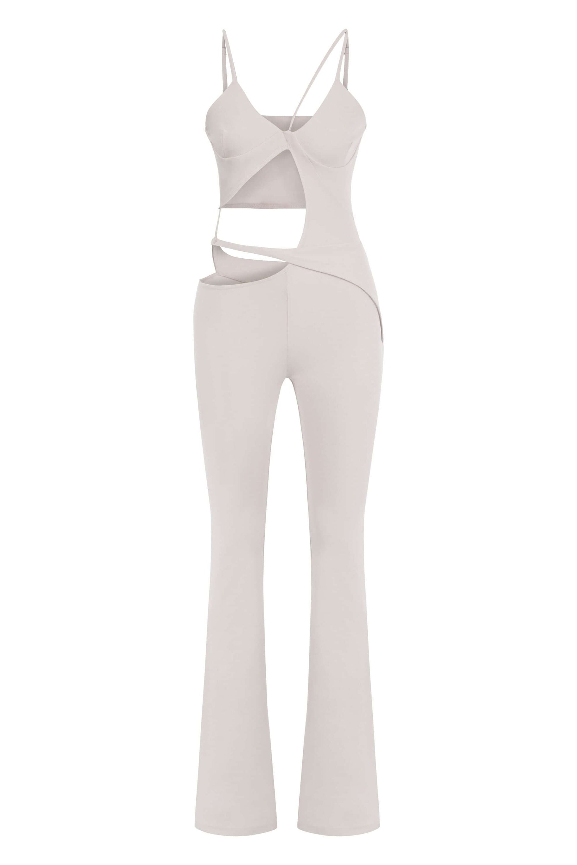 JENDUE Cielo Cut Out Denim Jumpsuit - Strappy Flare