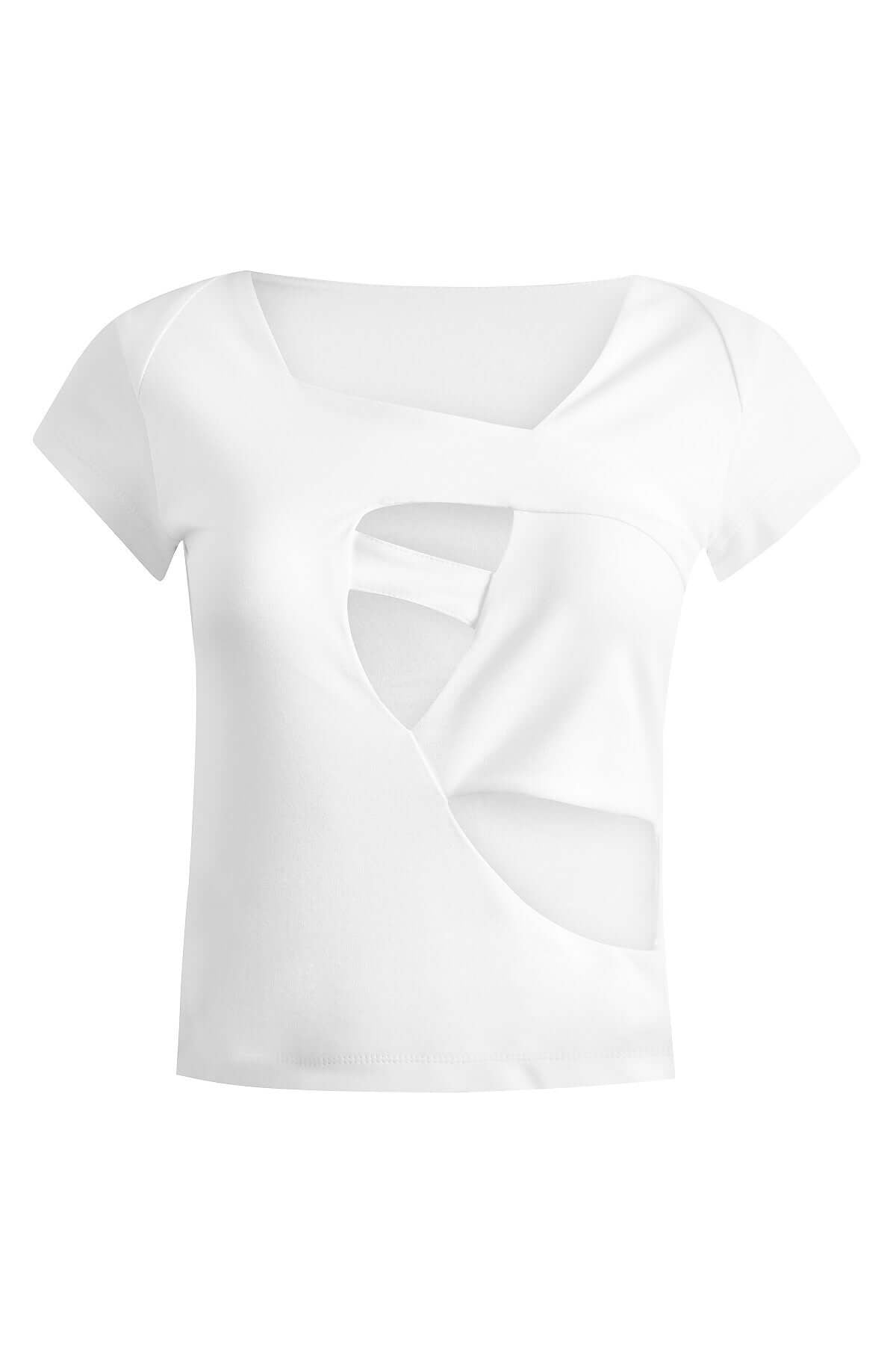 JENDUE Clara Denim T-shirt - Unique Cutout Design