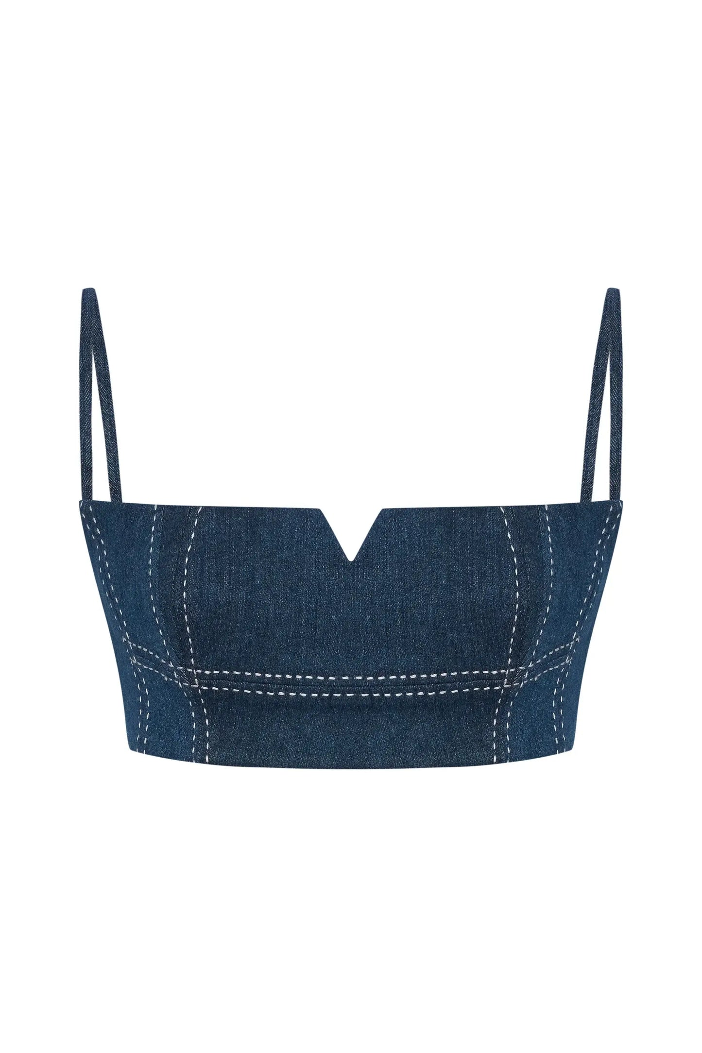 JENDUE Clementine Denim Crop Top - Women's Jean Bralette