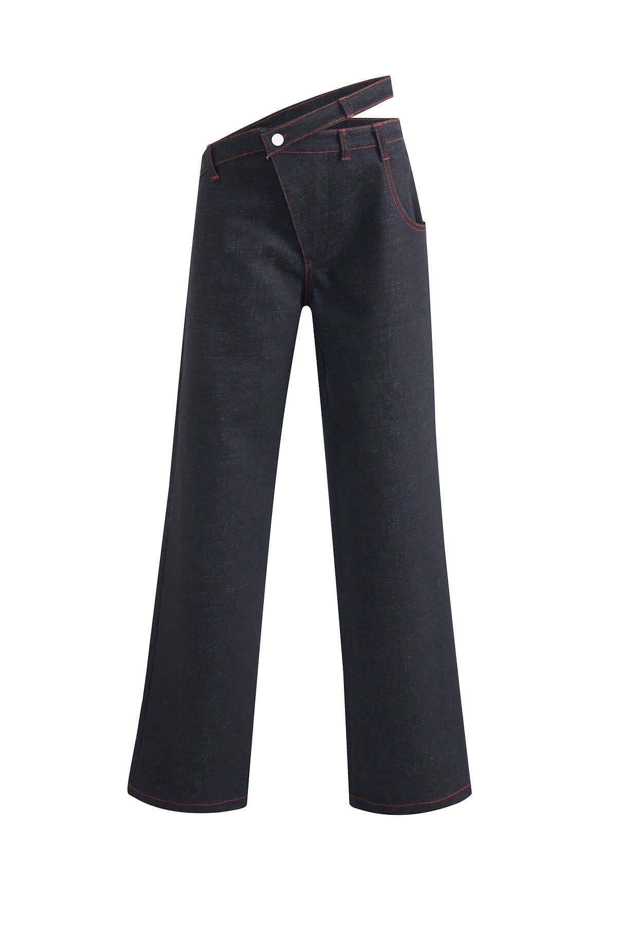 JENDUE Davidson Asymmetric Belt Denim Jean - Unique Wide Leg
