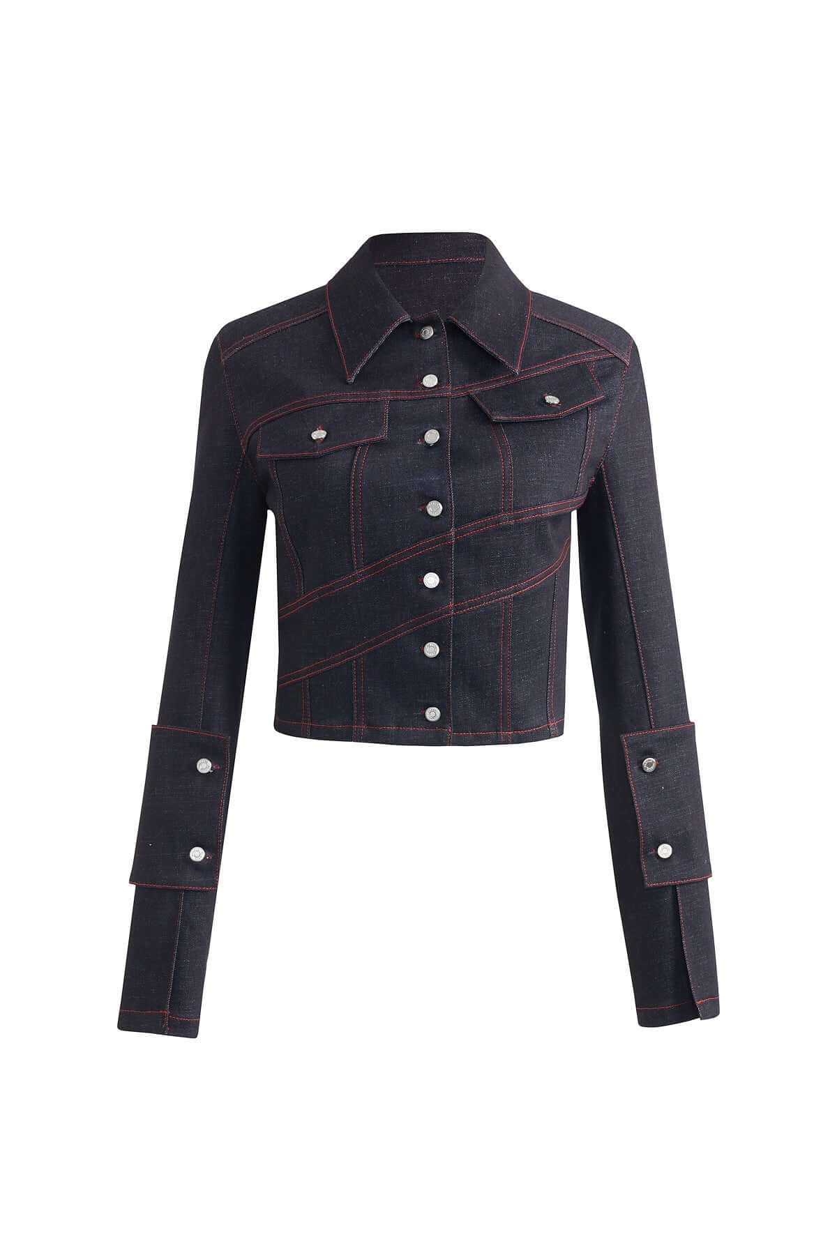 JENDUE Davidson Chic Denim Jacket - Cropped, Unique Sleeves