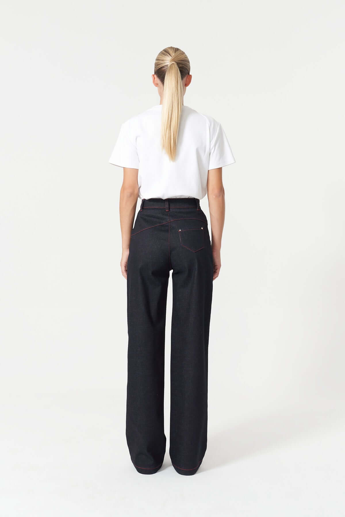 JENDUE Davidson Cross Line Denim Jean - Wide Leg Dark Wash
