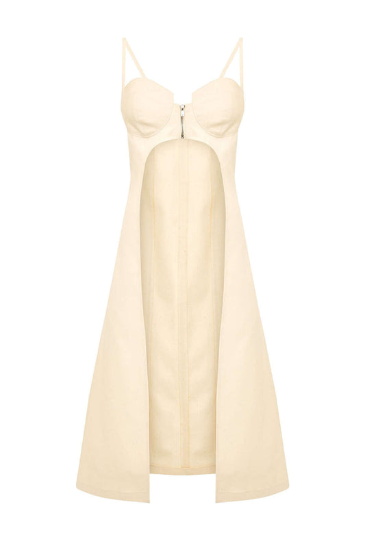JENDUE Davidson Denim Dress - Stylish Strappy Midi Dress