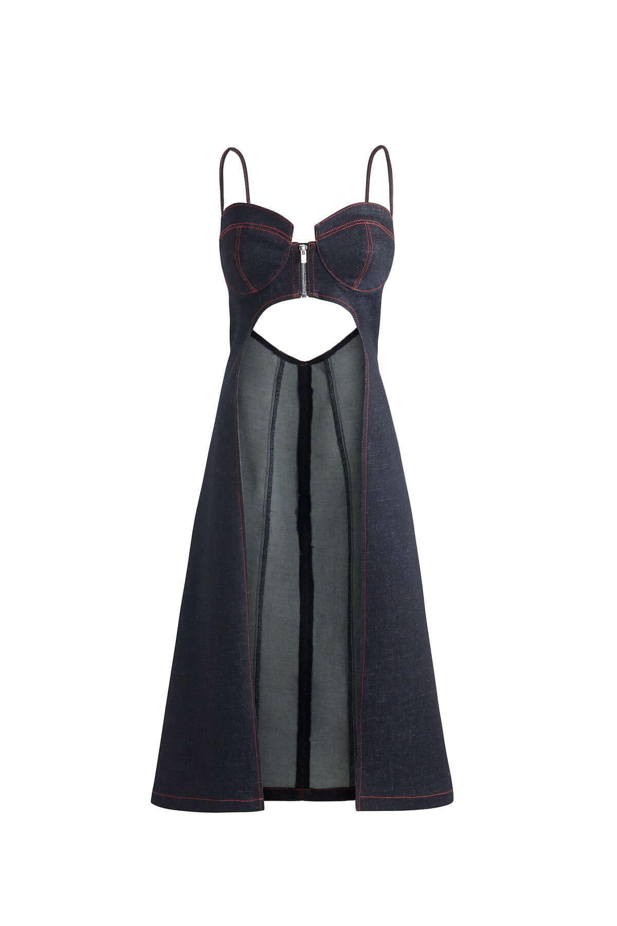 JENDUE Davidson Denim Dress - Stylish Strappy Midi Dress