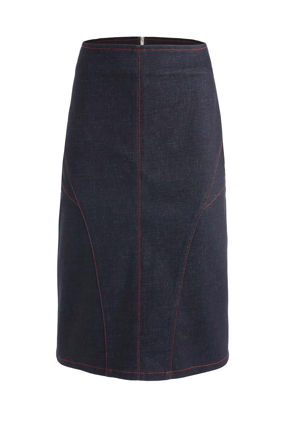 JENDUE Davidson Denim Skirt - Classic Dark Wash Pencil Skirt
