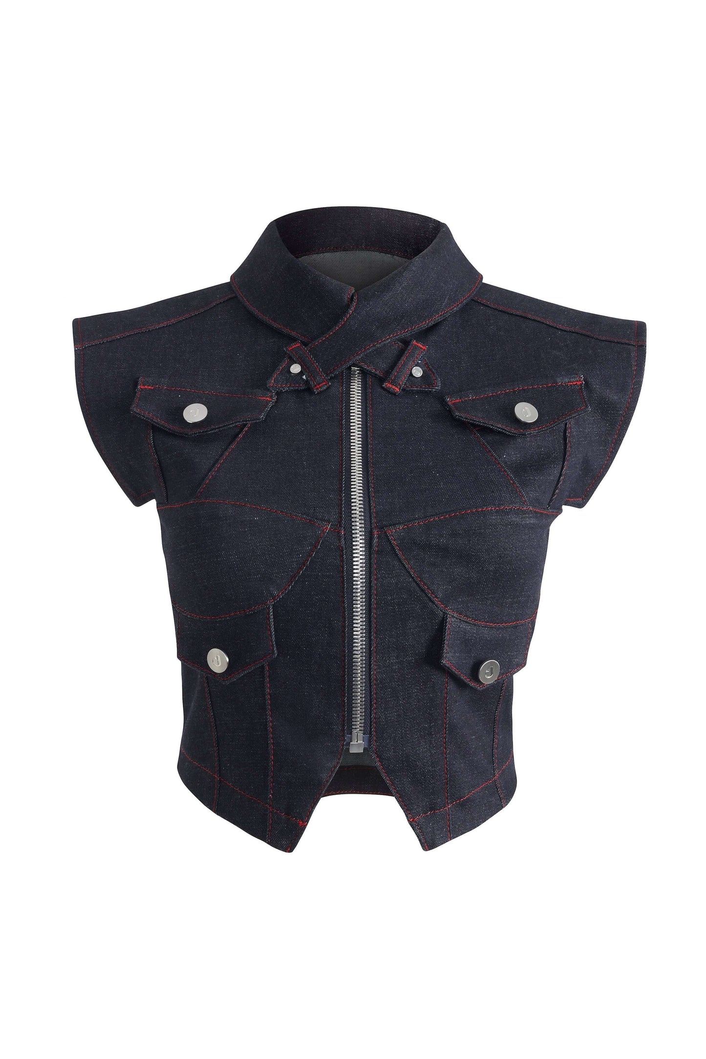 JENDUE Davidson Denim Vest - Stylish Cropped Jean Top