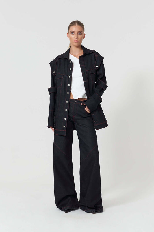 JENDUE Davidson Relaxed Fit Denim Jacket - Dark Wash