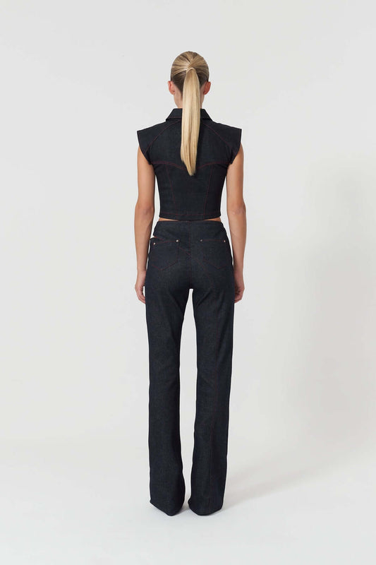 JENDUE Davidson Wide Leg Denim Jean - Unique Cut-Out Style
