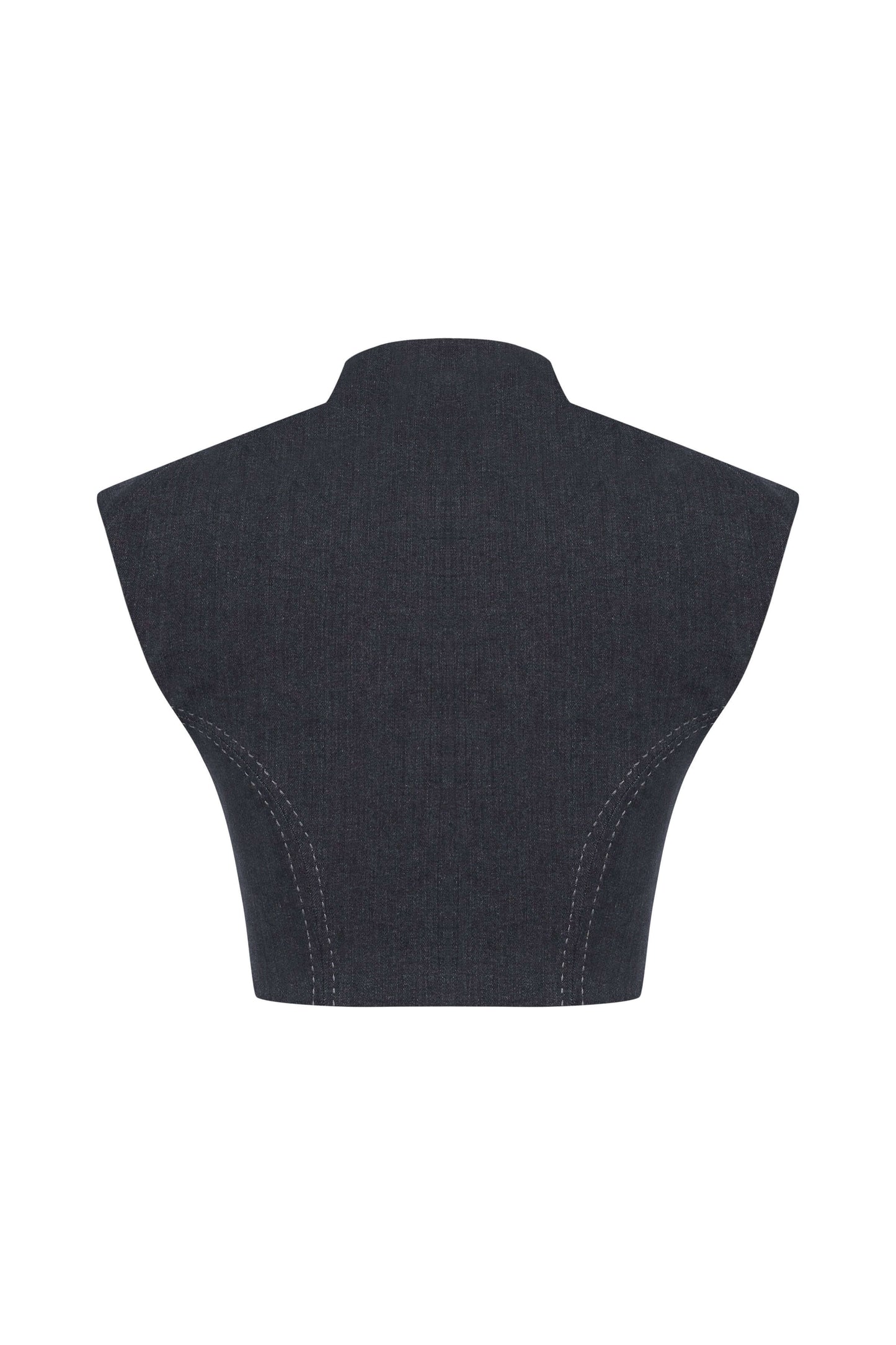JENDUE Dew Drop Denim Vest - Unique Asymmetrical Zipper Top