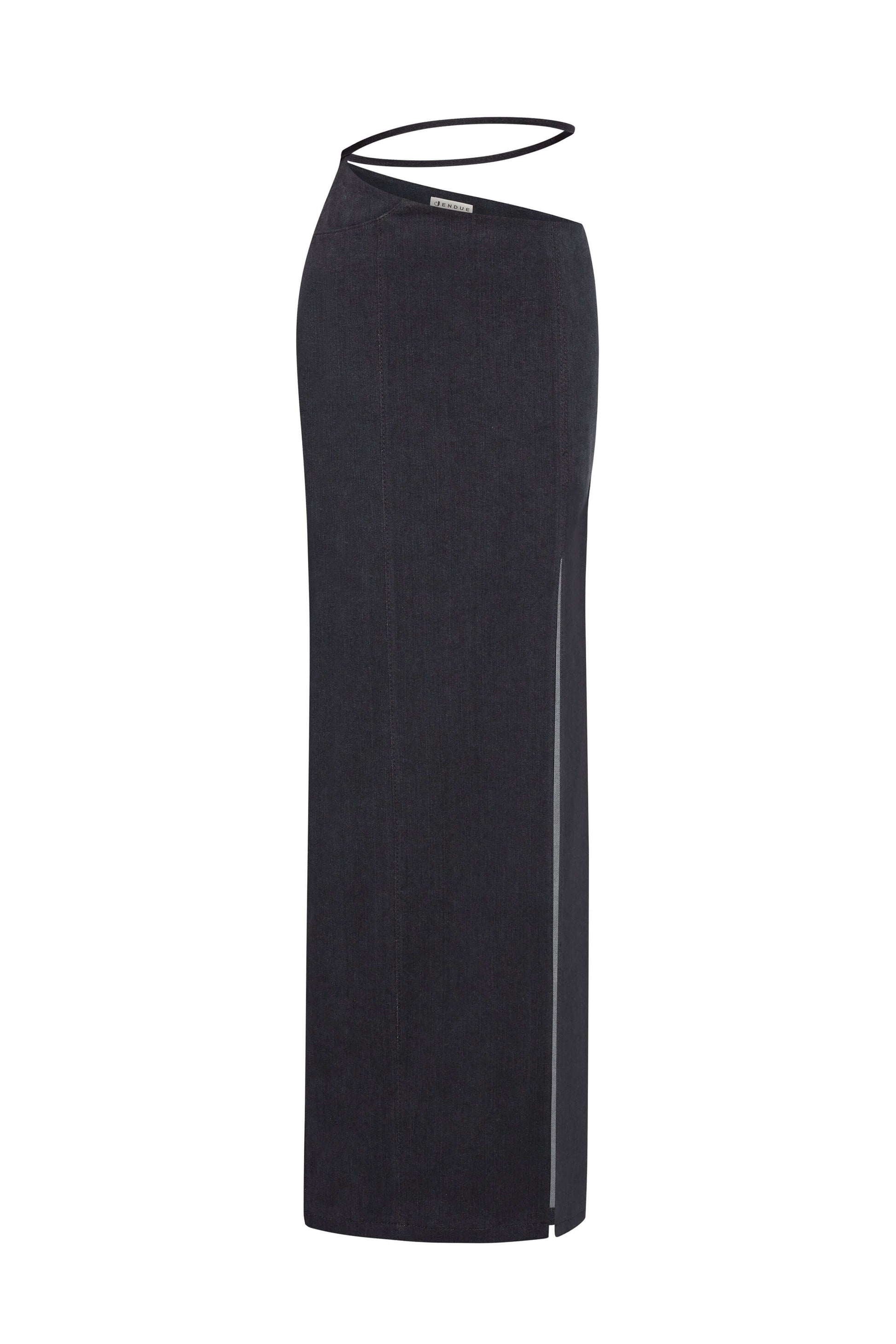JENDUE Dreams Denim Skirt - High-Slit Maxi Skirt