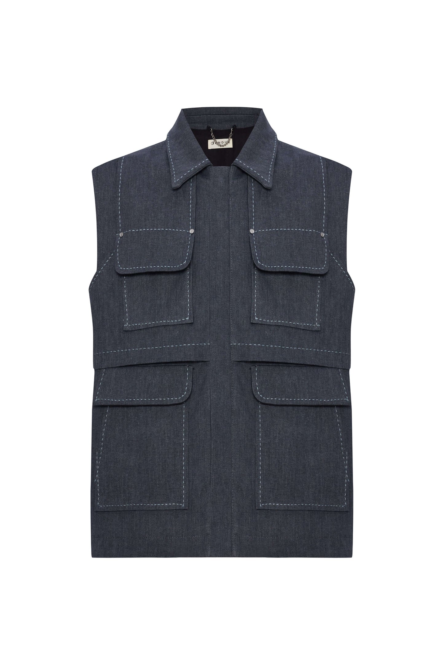 JENDUE Edgar Denim Vest - Men's Sleeveless Utility Jacket