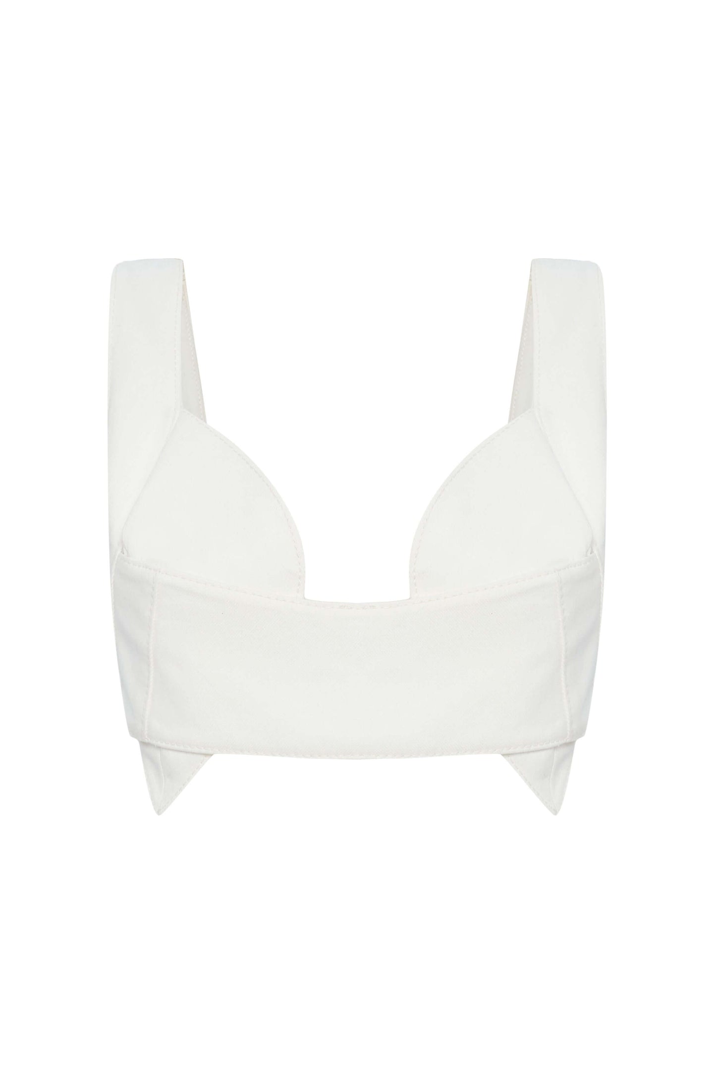 JENDUE Elena Denim Crop Top - Chic White Denim Bra Top