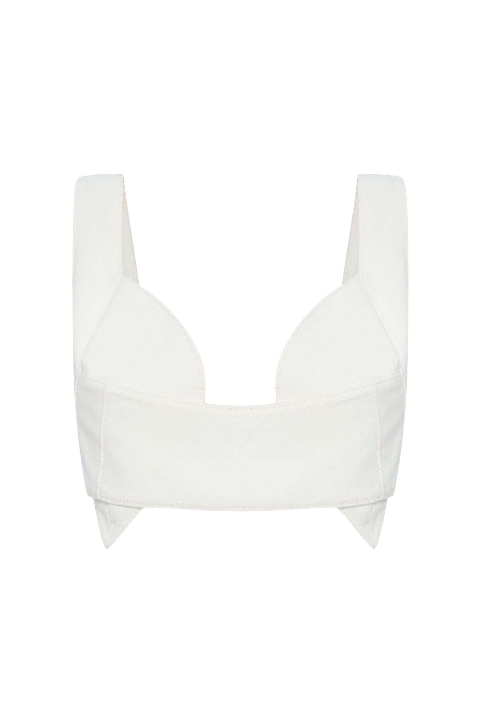 JENDUE Elena Denim Crop Top - Chic White Denim Bra Top