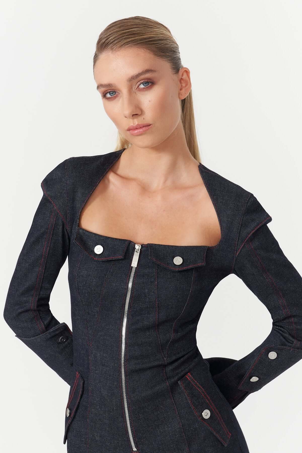 JENDUE Harvey Denim Jumpsuit - Dark Wash Women's Jumpsuit