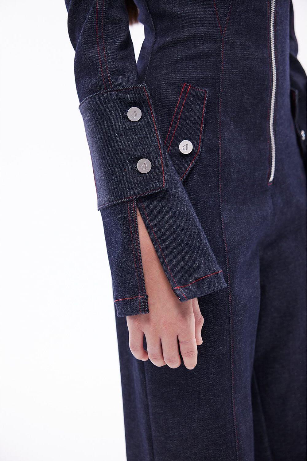 JENDUE Harvey Denim Jumpsuit - Dark Wash Women's Jumpsuit