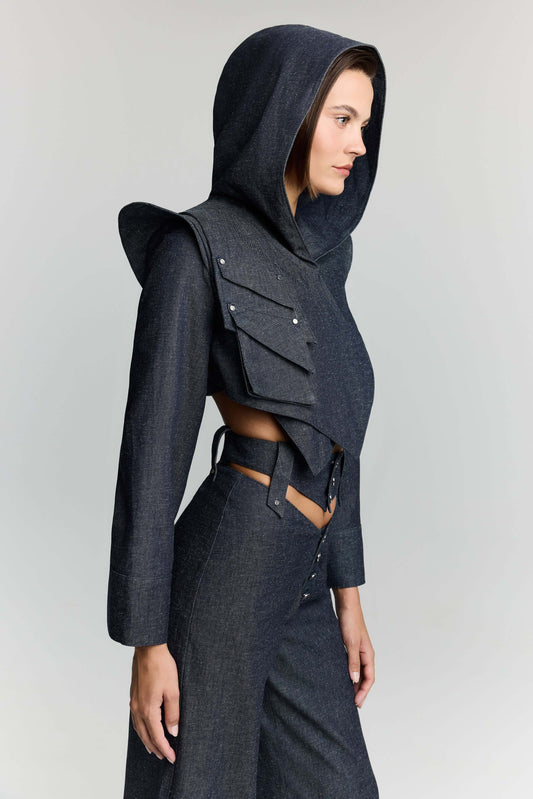 JENDUE High Frequencies Denim Jacket - Unique Cropped Style