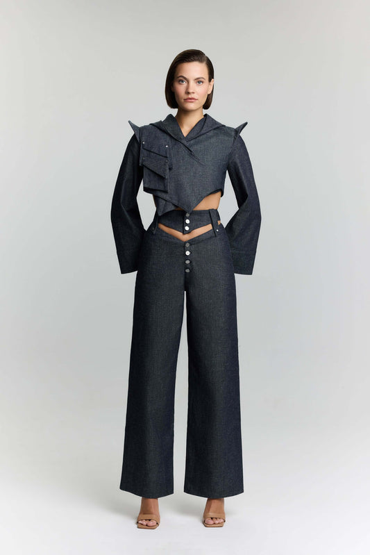 JENDUE High Frequencies Denim Jean - High Waisted Dark Wash