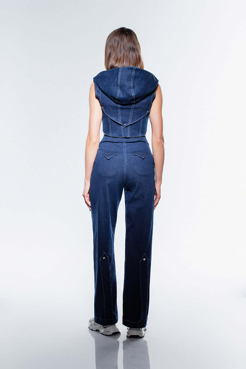 JENDUE Lia Denim Trousers - High-Waisted Straight-Leg Jeans