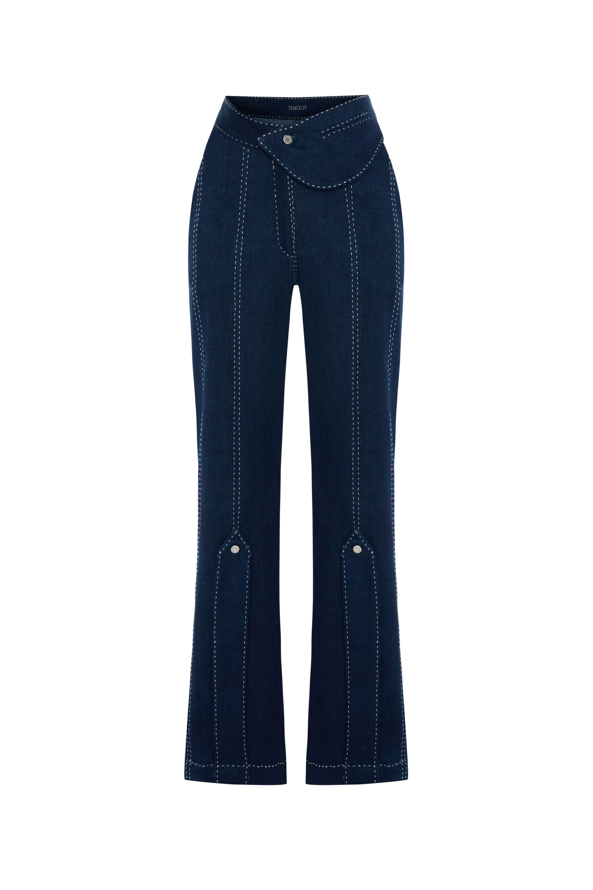 JENDUE Lia Denim Trousers - High-Waisted Straight-Leg Jeans