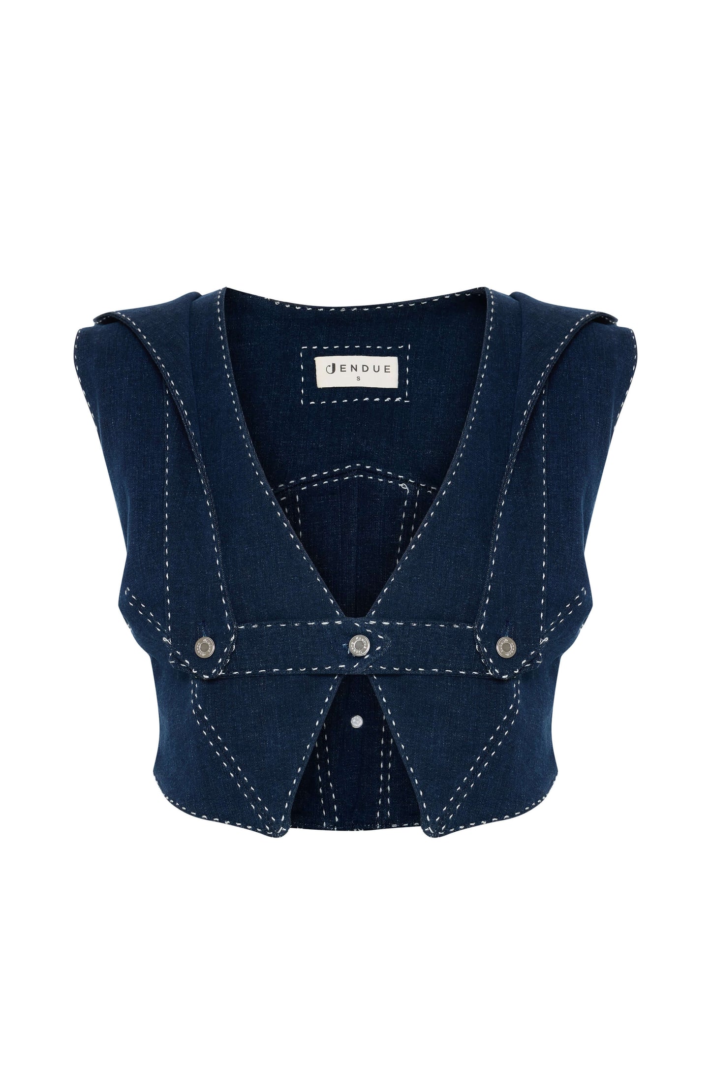 JENDUE Lia Denim Top - Stylish Denim Vest