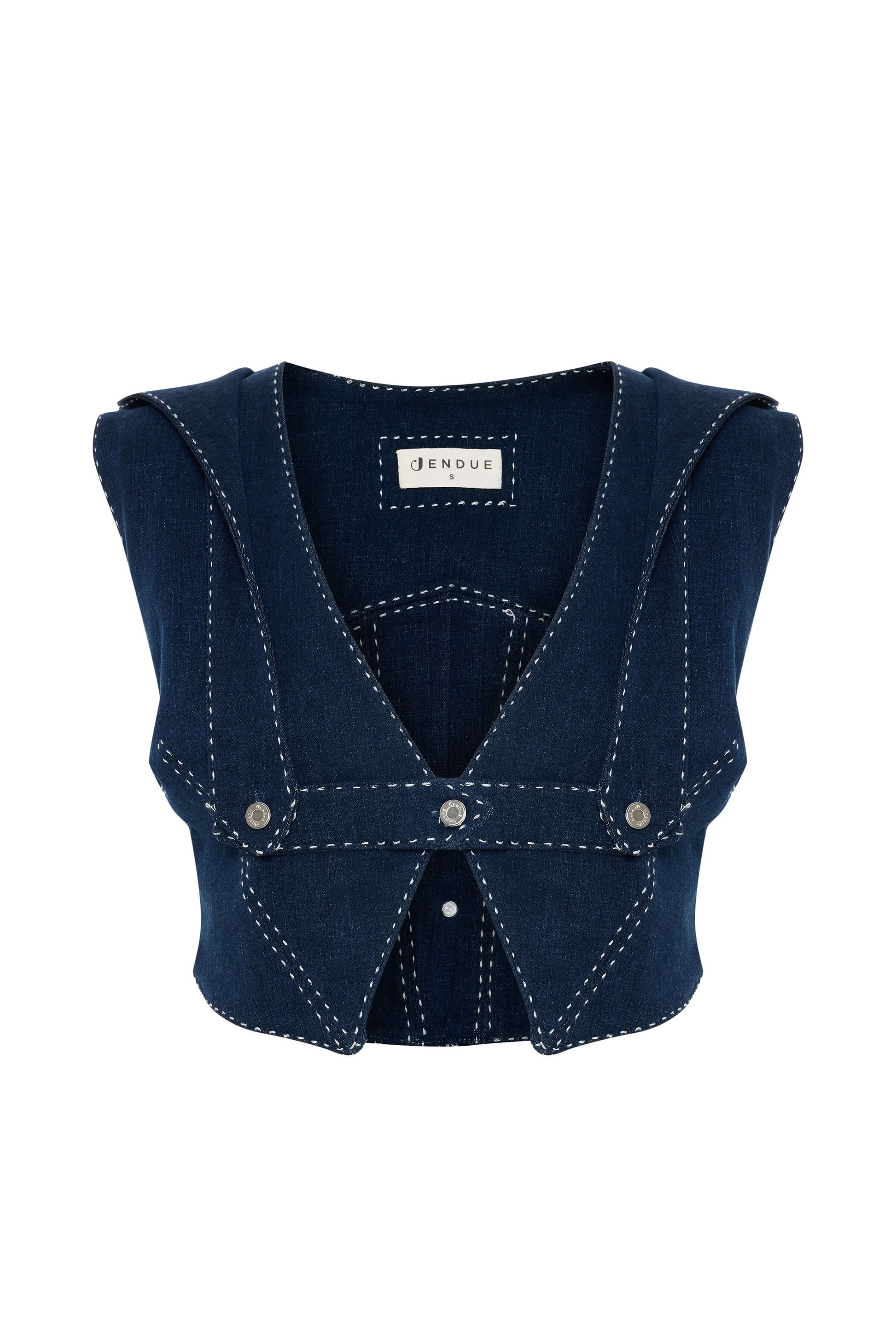 JENDUE Lia Denim Top - Stylish Denim Vest