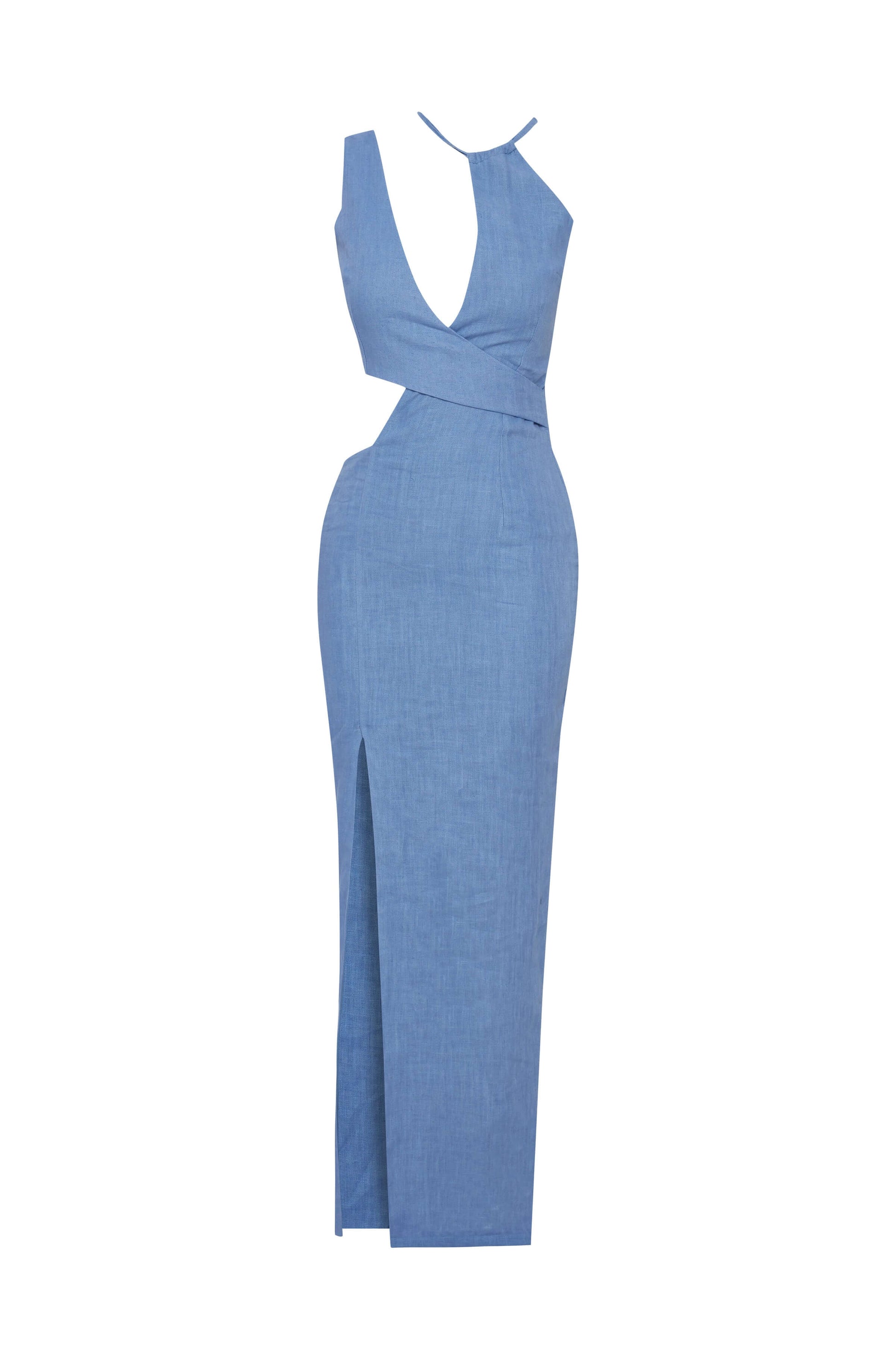 JENDUE Luna Linen Dress — Chic Cut-Out Maxi