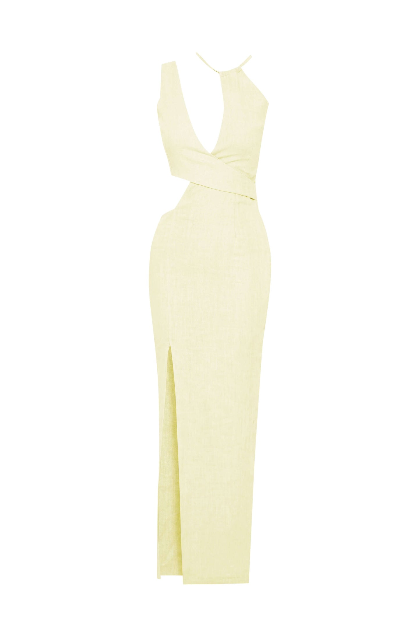 JENDUE Luna Linen Dress — Chic Cut-Out Maxi