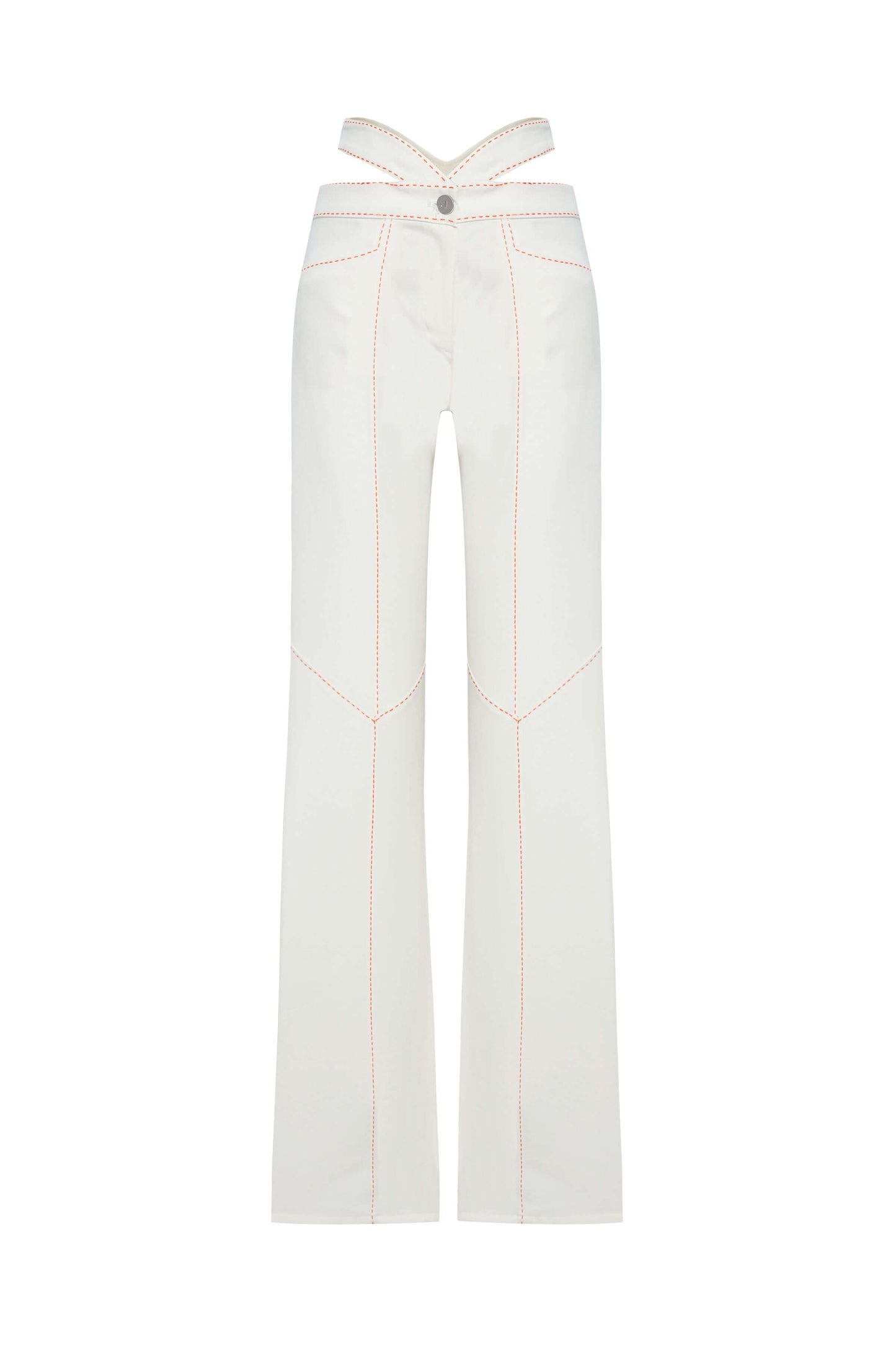 JENDUE Malaga Denim Jean - White Cut-Out Jeans for Women