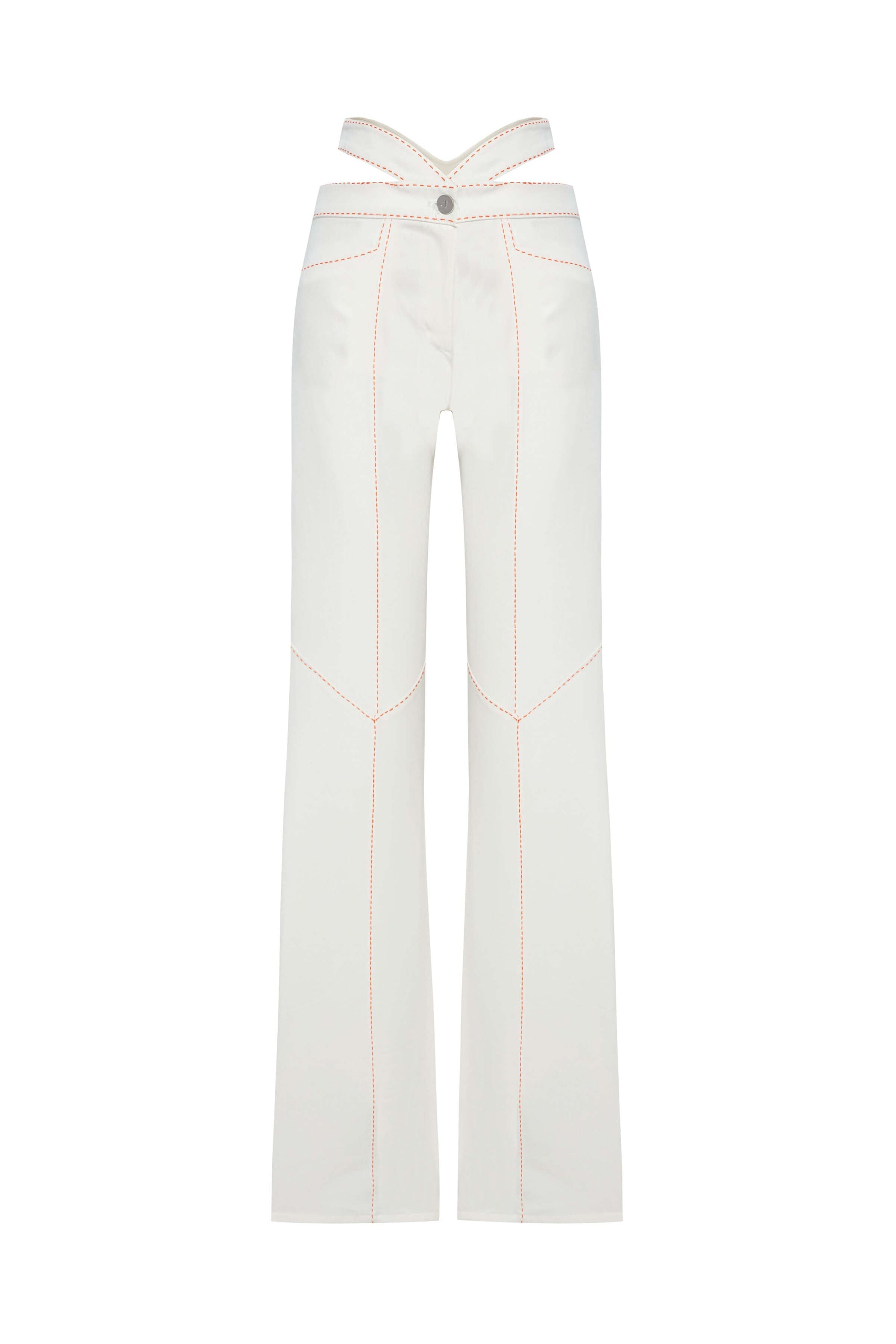 JENDUE Malaga Denim Jean - White Cut-Out Jeans for Women