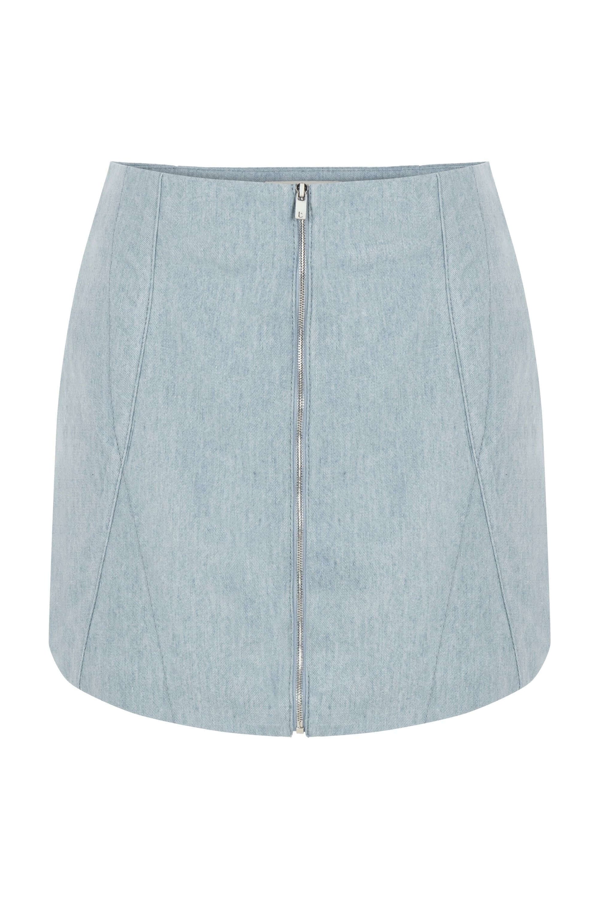 JENDUE Marvel Denim Mini Skirt - Light Wash