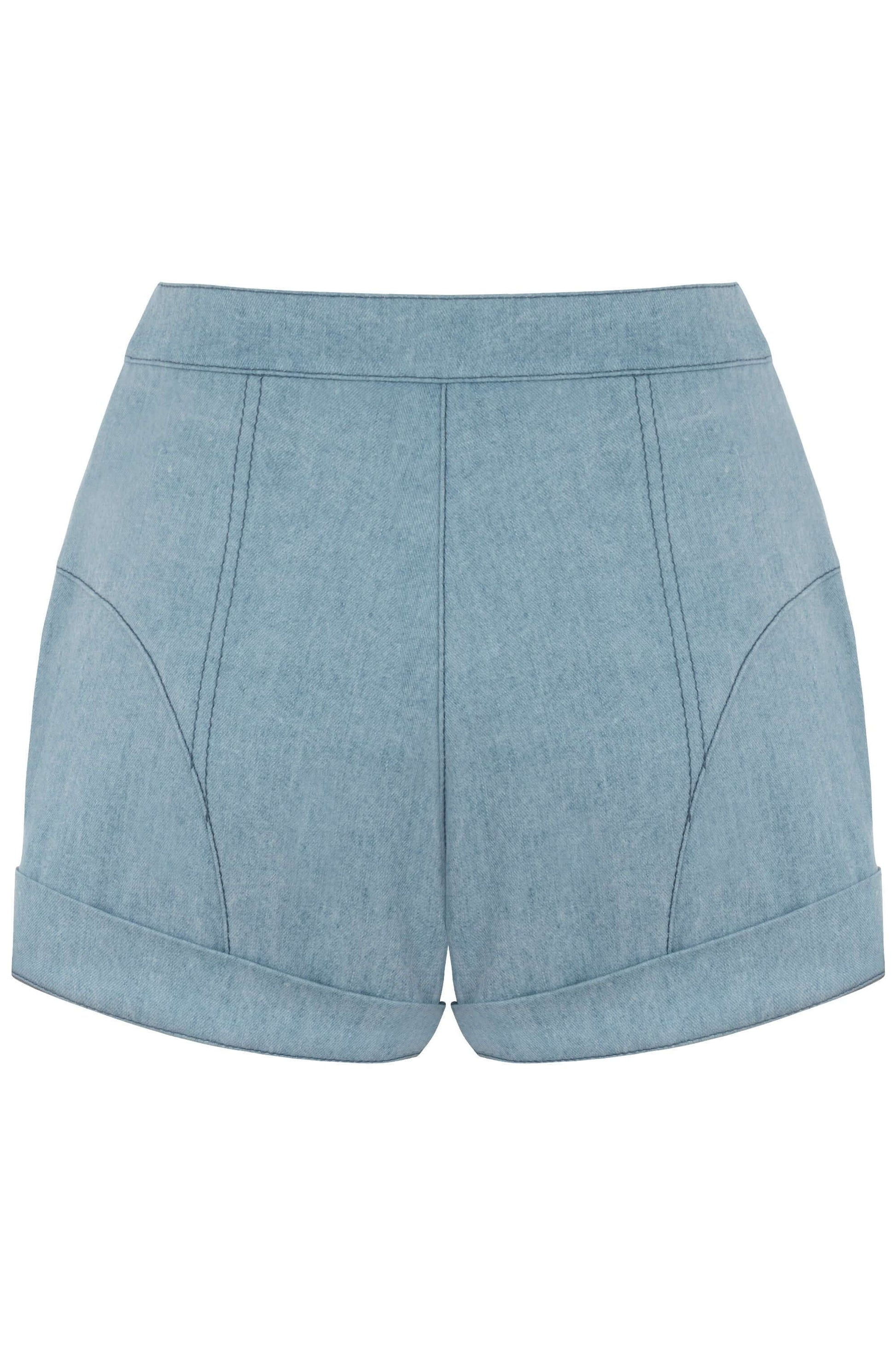 JENDUE Marvel Denim Shorts - Light Wash High-Waist