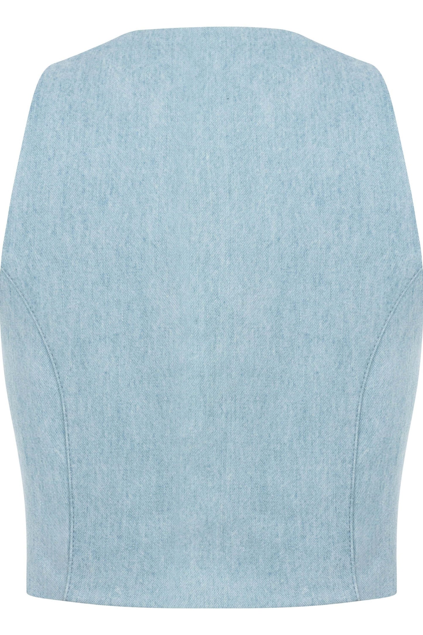 JENDUE Marvel Denim Top - Light Blue Zip-Up Bustier