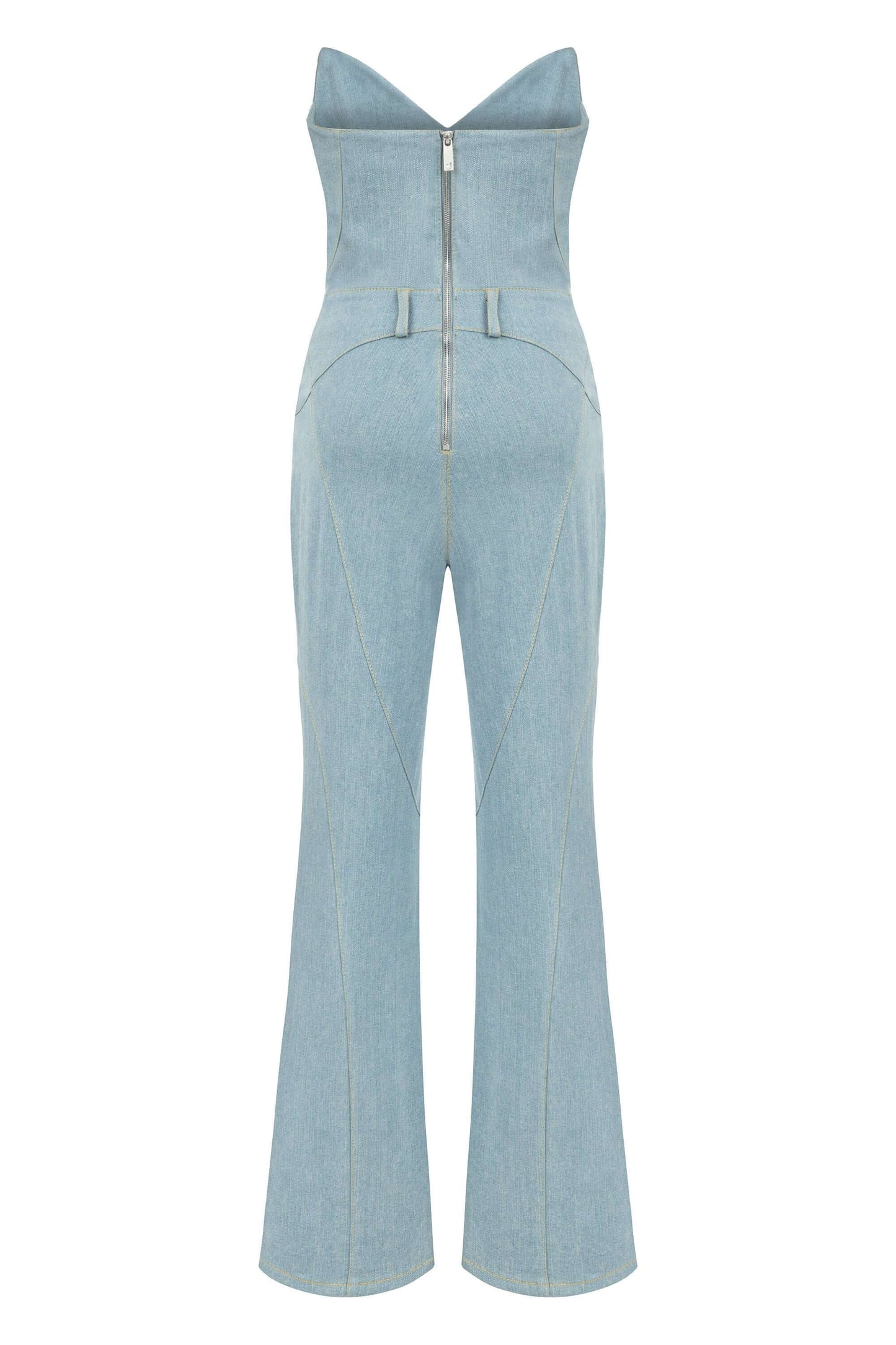 JENDUE Marvel Maxi Denim Jumpsuit - Strapless, Cut-Out