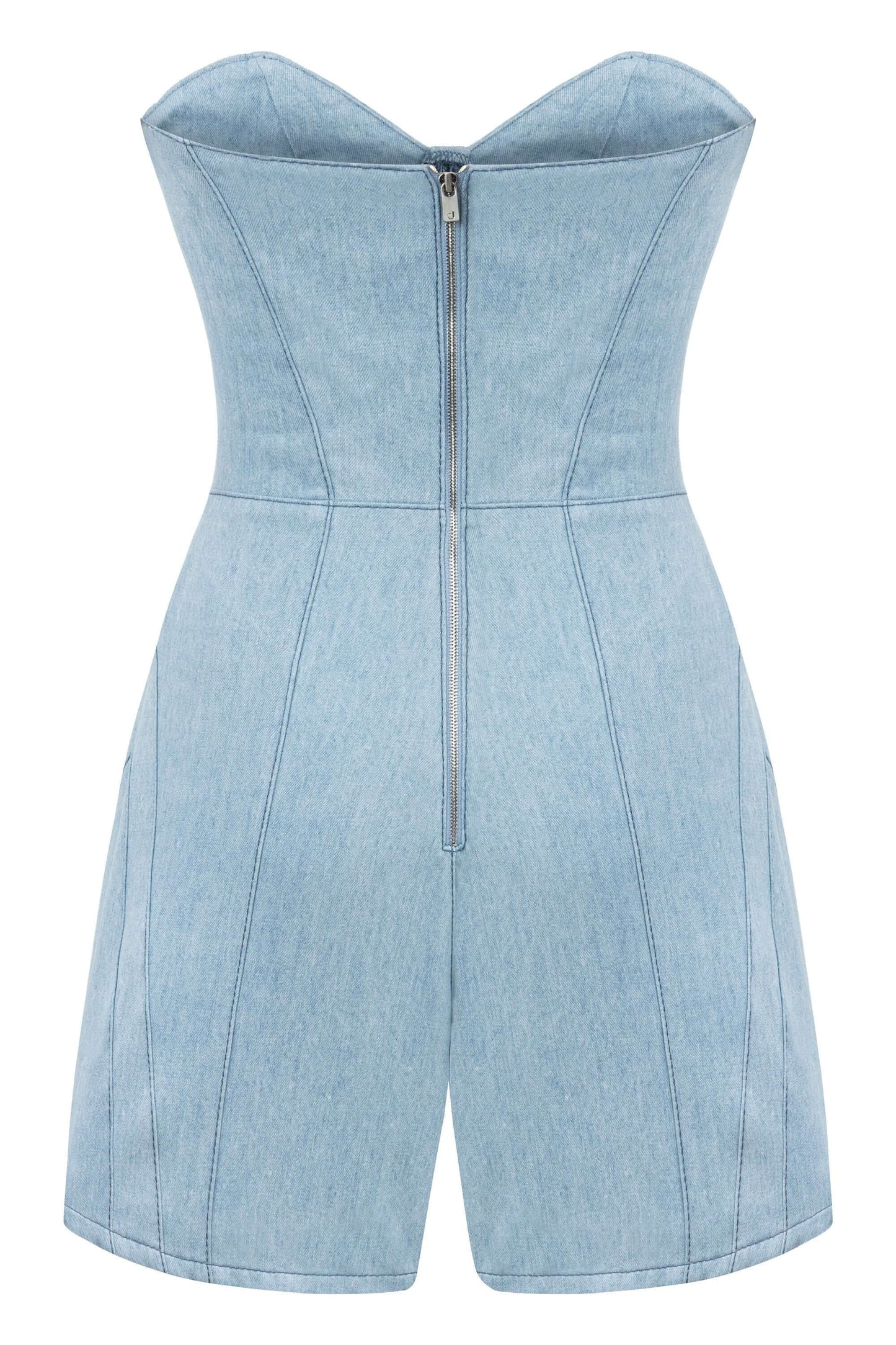 JENDUE Marvel Mini Denim Jumpsuit - Strapless & Chic