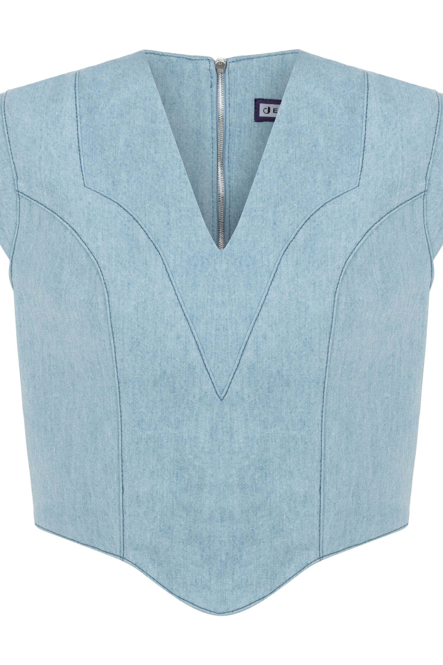 JENDUE Marvel V-Neck Denim Top - Stylish Women's Jean Blouse