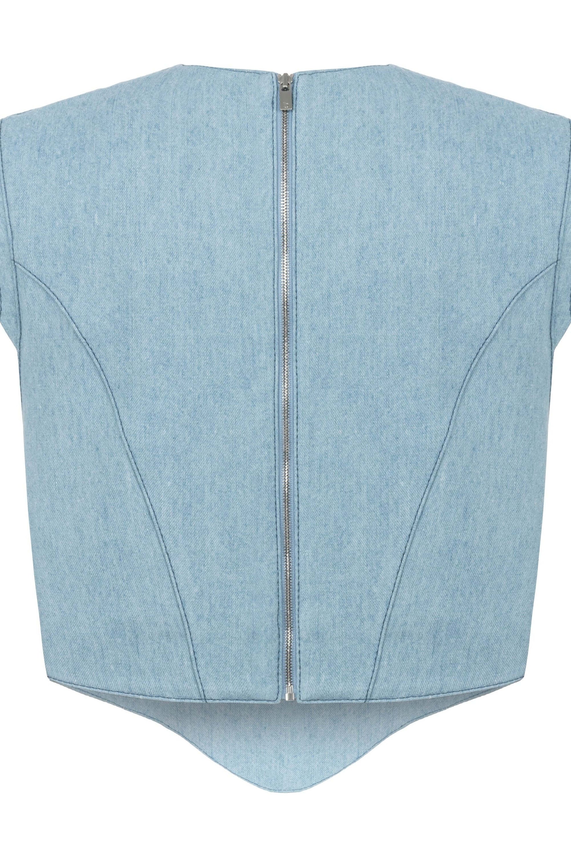JENDUE Marvel V-Neck Denim Top - Stylish Women's Jean Blouse