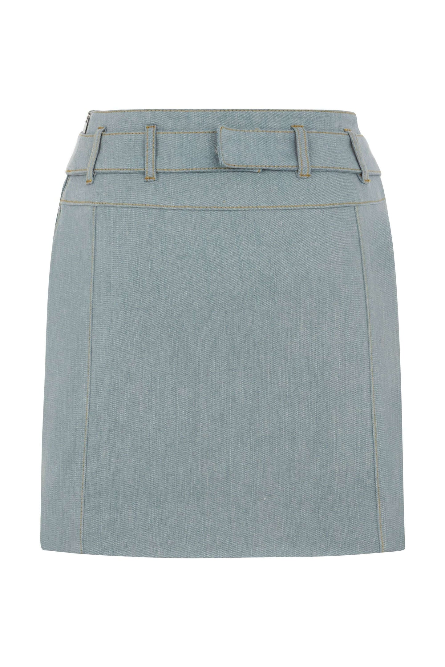 JENDUE Monte Belted Denim Skirt - Light Wash Mini Skirt