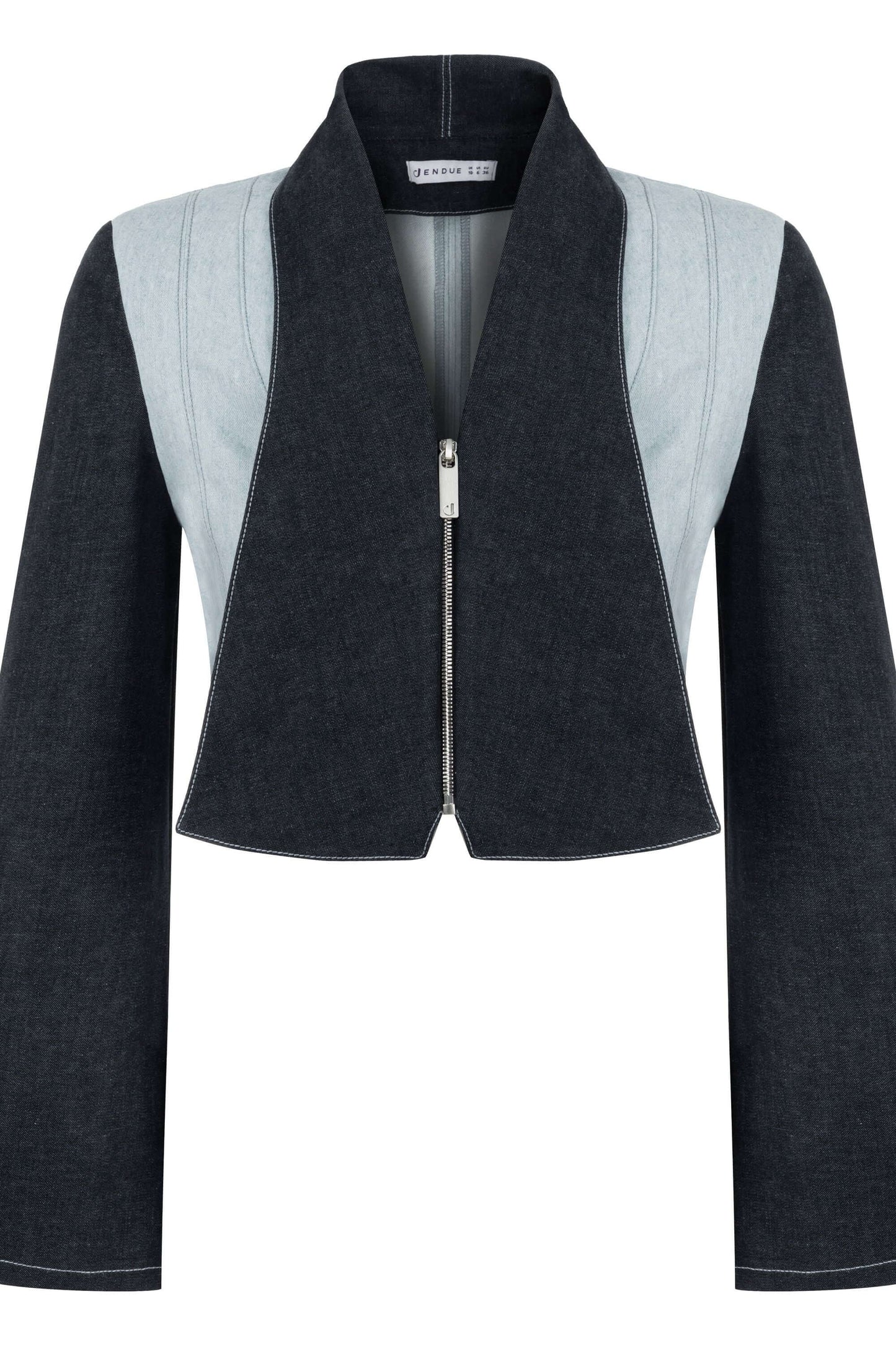 JENDUE Monte Denim Jacket - Stylish Zip-Front Crop Top