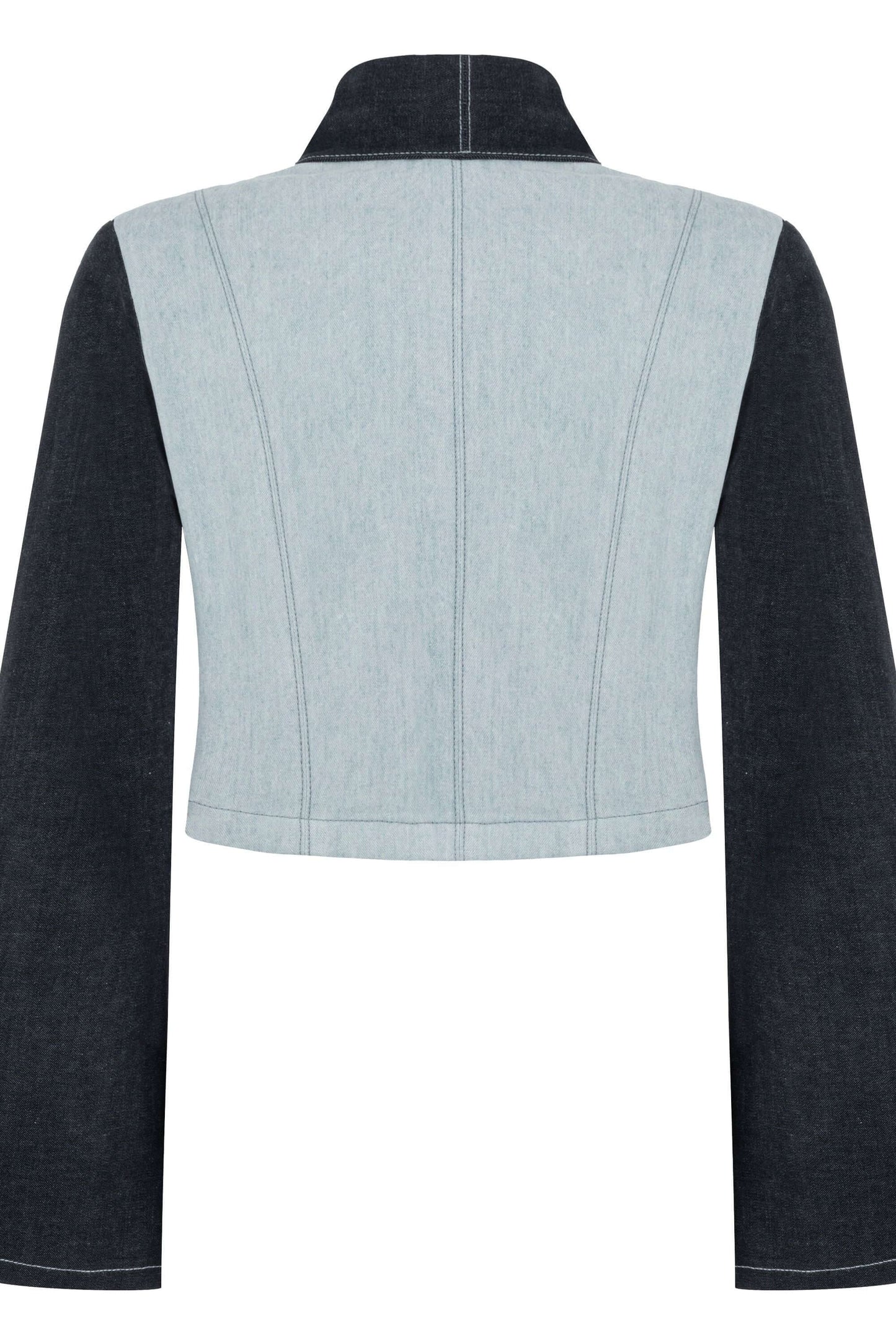 JENDUE Monte Denim Jacket - Stylish Zip-Front Crop Top