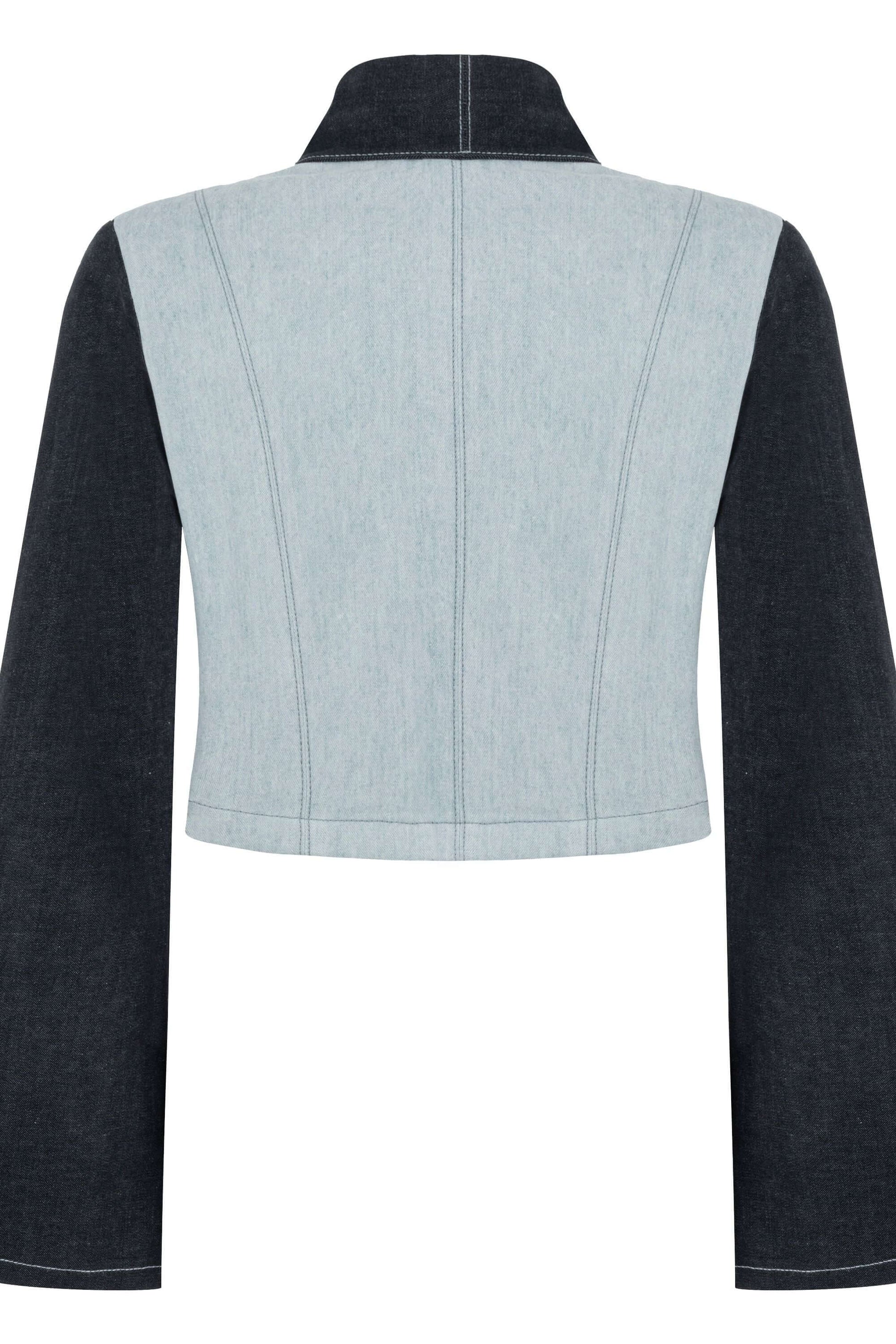 JENDUE Monte Denim Jacket - Stylish Zip-Front Crop Top
