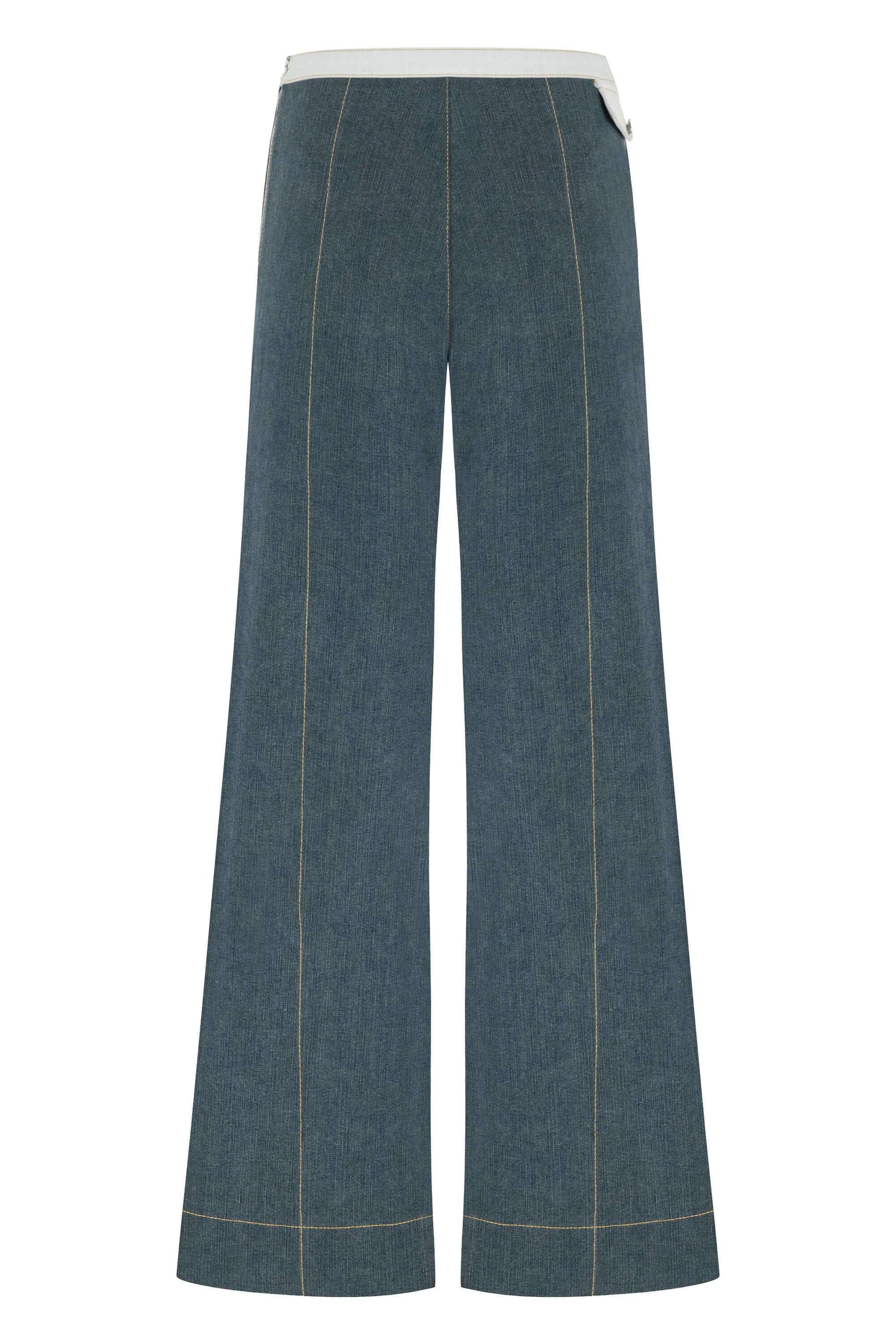 JENDUE Monte Wide Leg Denim Jeans - Unique Zip Detail
