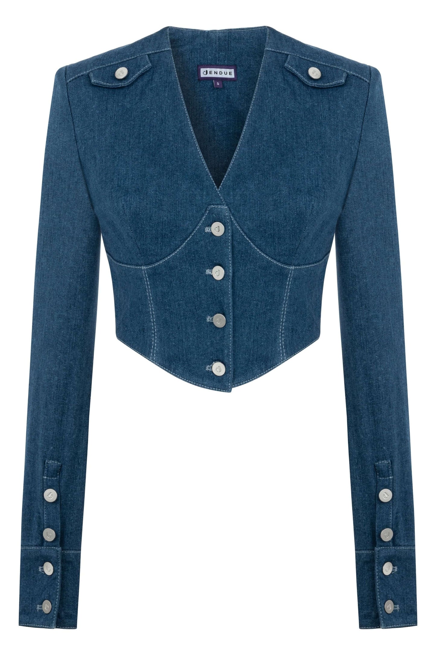 JENDUE Myla Corset Denim Top - Stylish & Structured