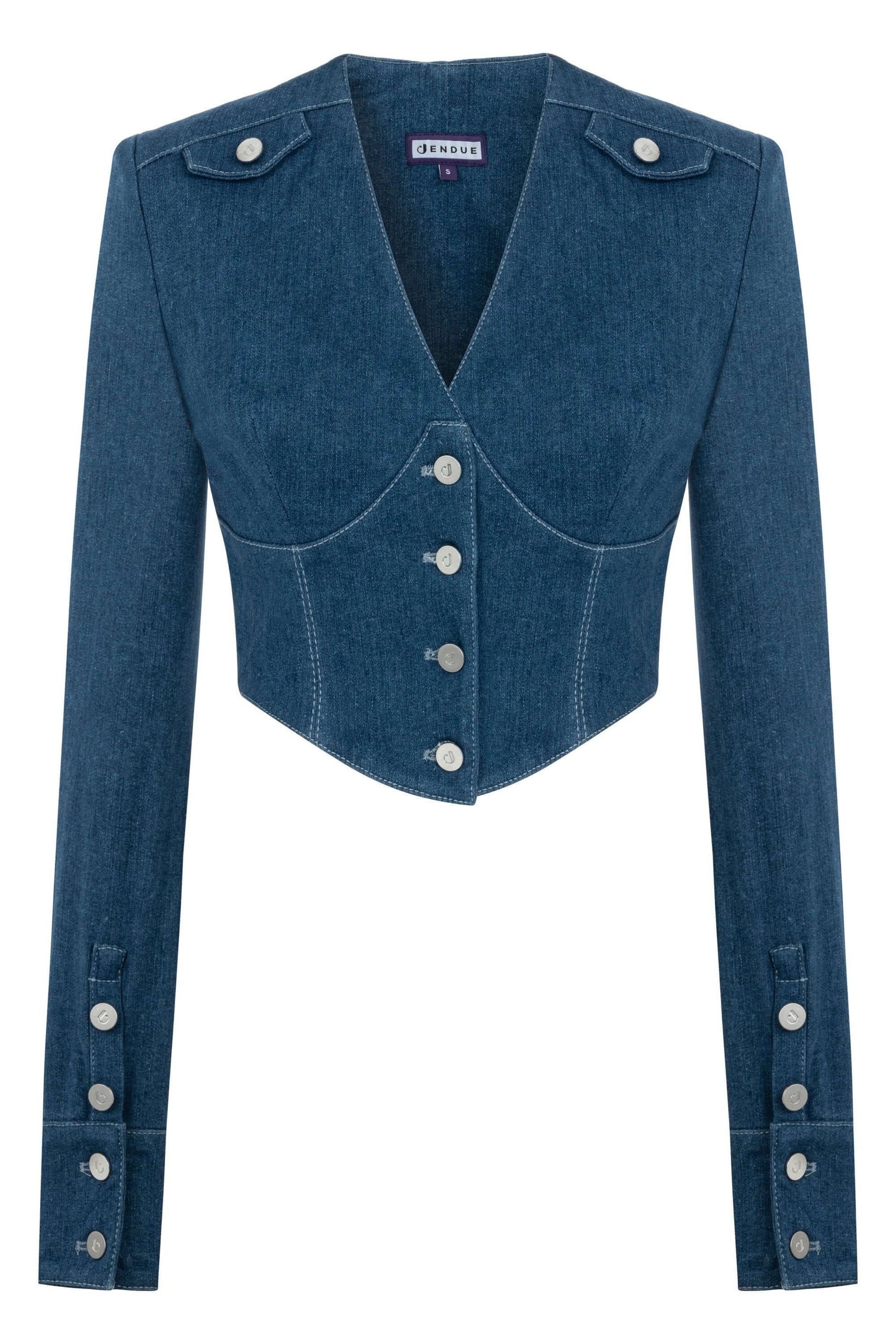 JENDUE Myla Corset Denim Top - Stylish & Structured