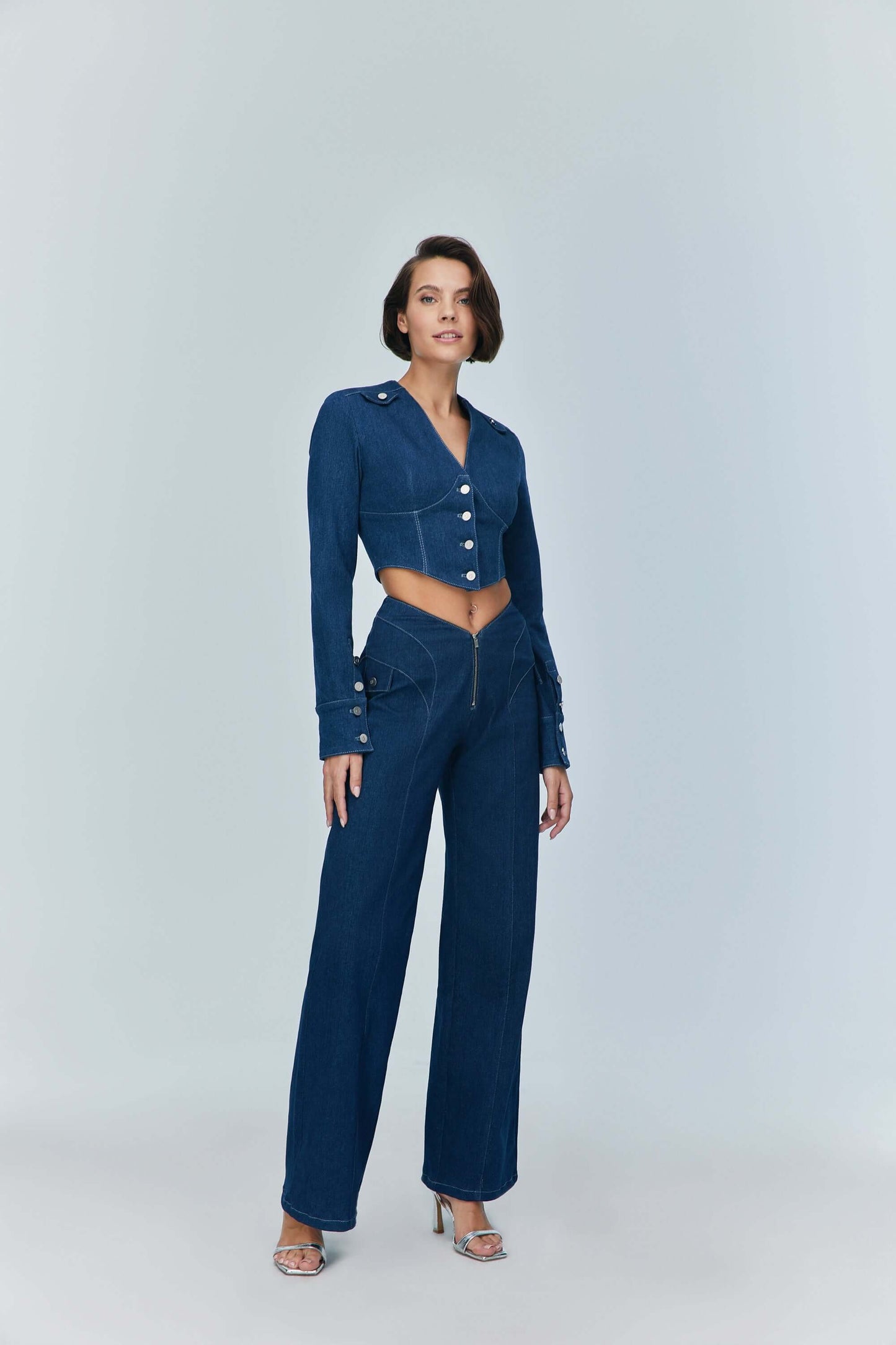 JENDUE Myla Corset Denim Top - Stylish & Structured